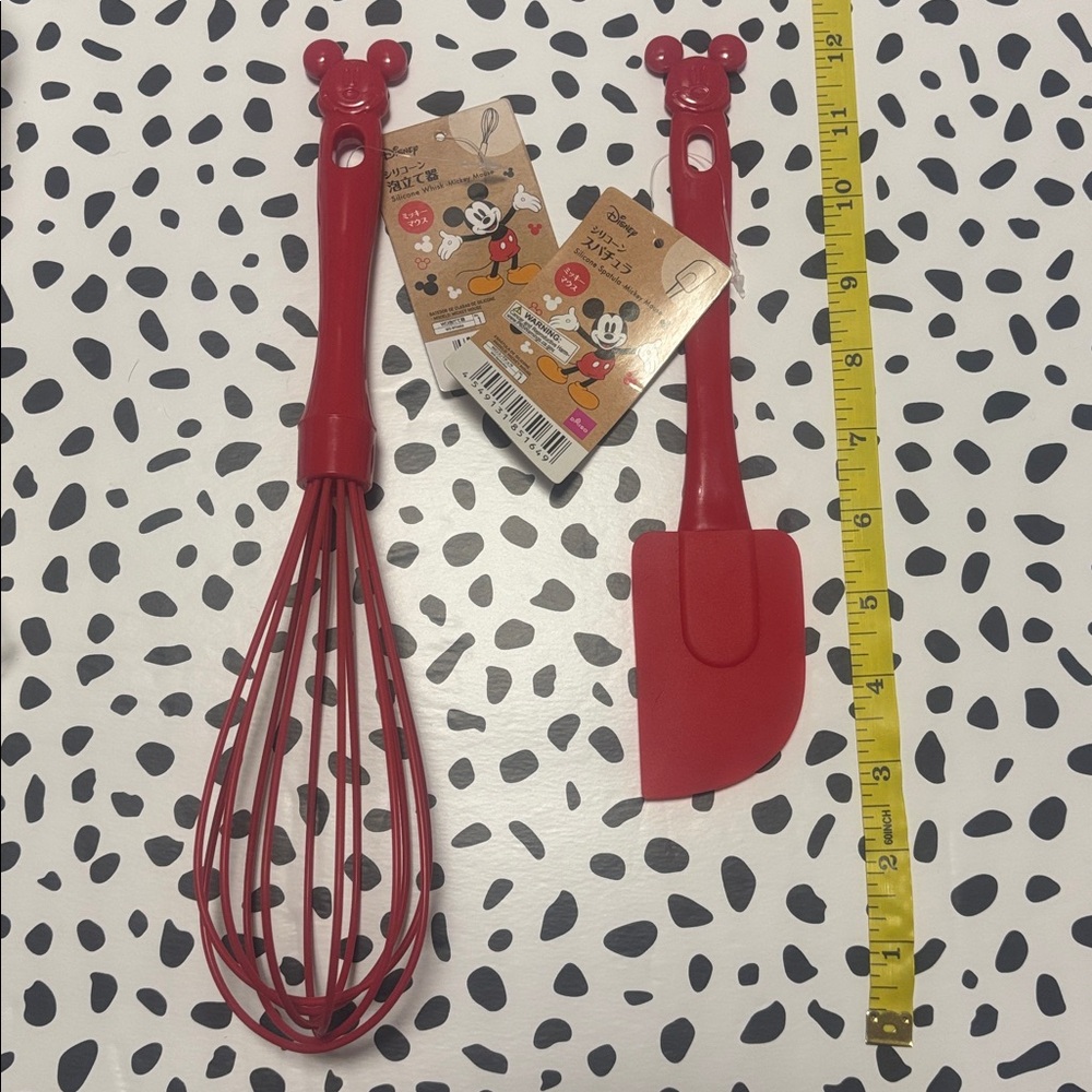 Disney Daiso Red Mickey Mouse Silicone Whisk and Spatula